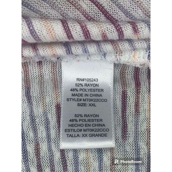 Bobeau Striped T-shirt Cuffed Sleeve XXL - Picture 6 of 6